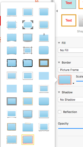 Screen capture of frames UI