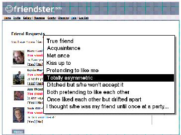 Mock Friendster relationship choices